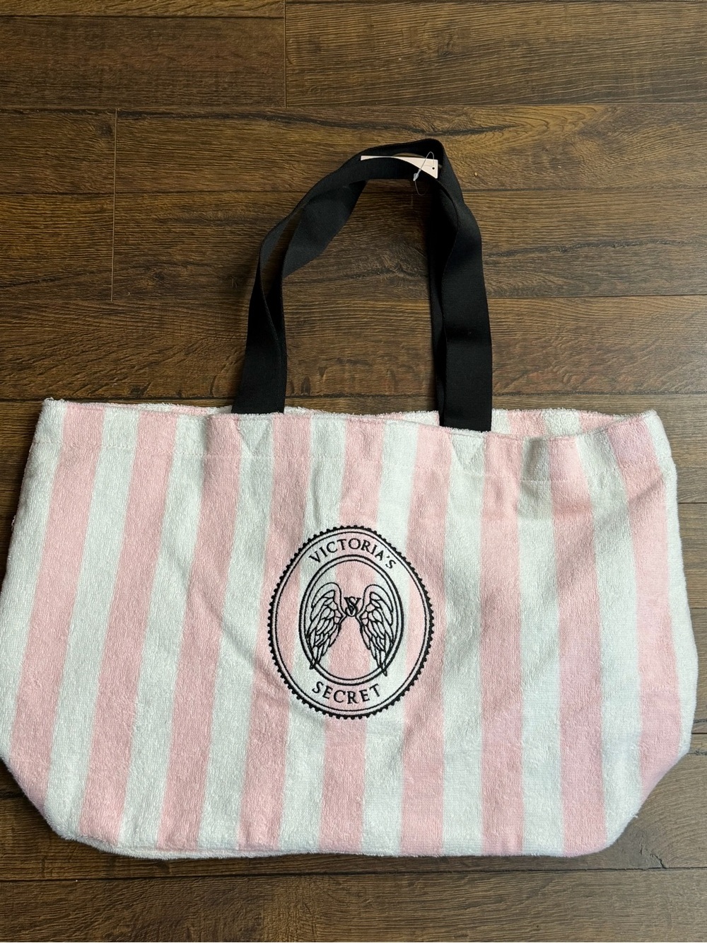 🆕 Victoria's Secret Pink & White Striped Logo Tote